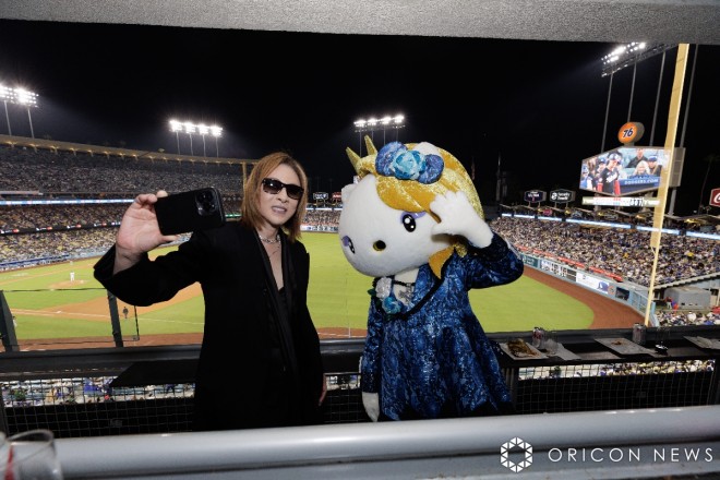 YOSHIKI performing piano at Dodger Stadium
