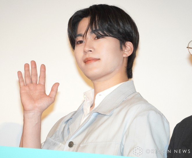 Shoya Kimata confesses to feeling nervous about his film work at the pre-screening stage greeting for the movie "Trapezium" (C) ORICON NewS inc.