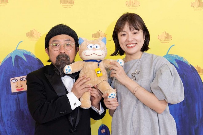 "Ghost Cat Anzu," officially screened at the 77th Cannes Film Festival's Directors' Fortnight, Directors Atsuhiro Yamashita and Haruko Kuno at the photocall (C) KAZUKO WAKAYAMA