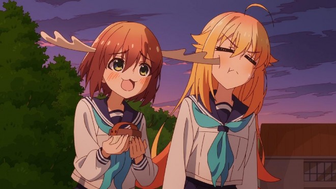 Scene cuts from the anime 'My Deer Friend Nokotan'