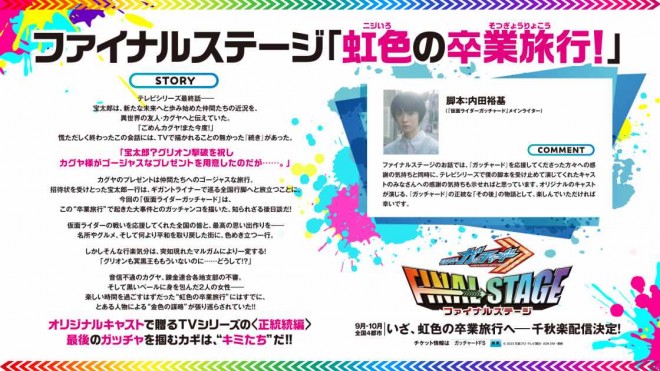 Synopsis & Comments by Yuki Uchida for "Kamen Rider Gotchard Final Stage" 