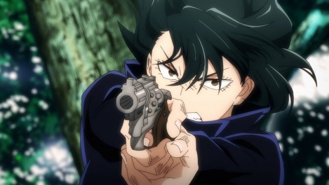 Mai Zen’in shooting a gun via JJK Kyoto Sister School Exchange Event EP17