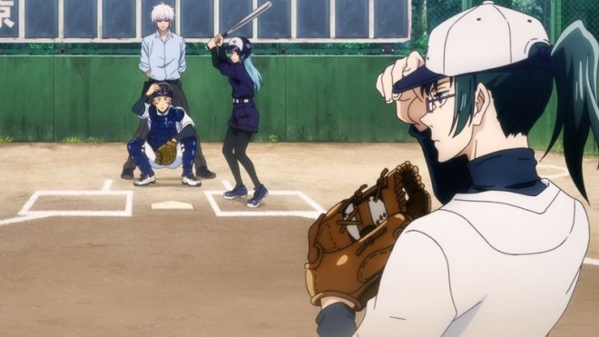 Pitcher Maki Zen'in via JJK EP21 baseball game