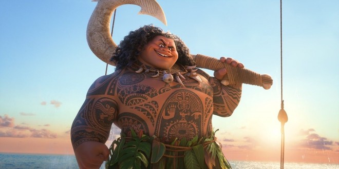 Maui, the demigod, from Disney’s Moana 2, providing guidance to Moana on her new adventure.