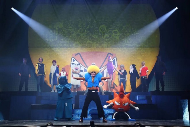 A glimpse of the Super Wacky Stage☆Bobobo-bo Bo-bobo in action. (C) Yoshio Sawai / Shueisha, Boboste Production Committee