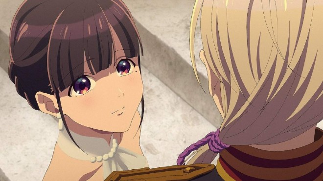 Scene from the new My Happy Marriage OVA (C)2023 Akumi Agitogi, Tsukiho Tsukioka/KADOKAWA/My Happy Marriage Production Committee