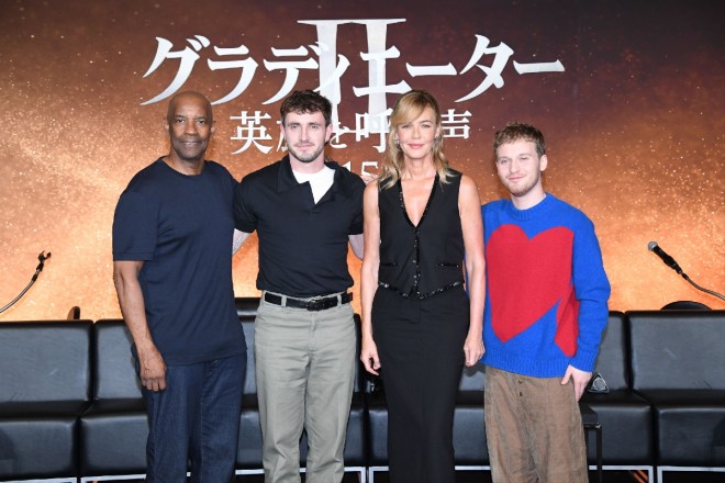 Cast of Gladiator II: Call of the Hero (opening November 15 in Japan) shares insights at Tokyo premiere event.