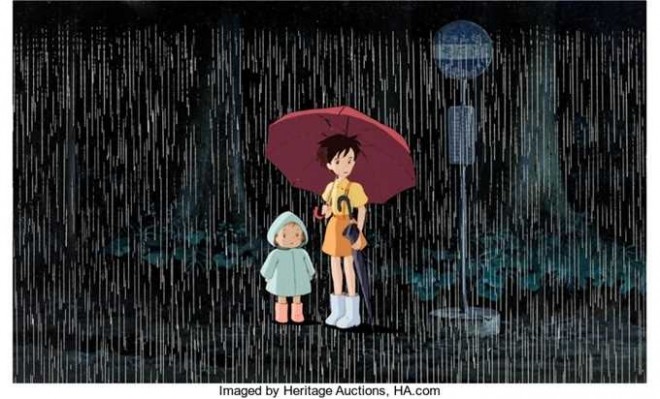 ‘My Neighbor Totoro’ Production Cel Setup – Mei & Satsuki with Key Master Background