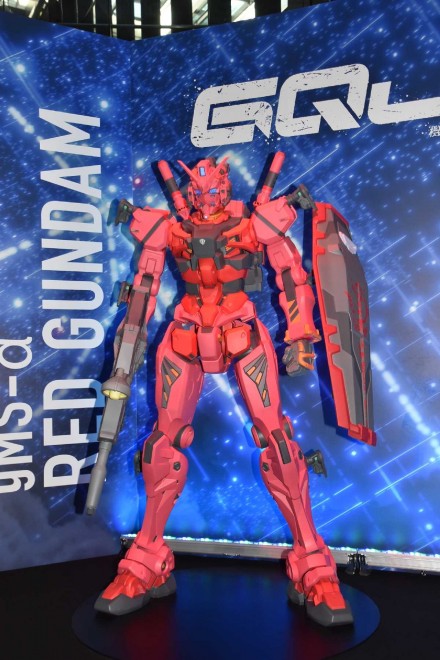 Red Gundam statue on display at GUNDAM NEXT FUTURE FINAL in TOKYO