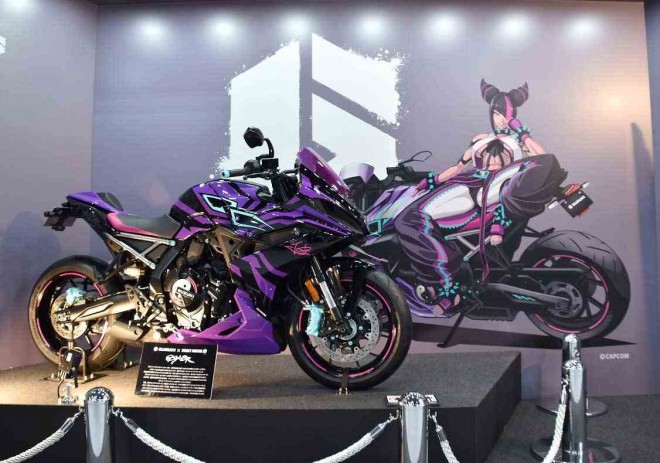 Suzuki’s “GSX-8R Tuned by JURI” motorcycle on display
