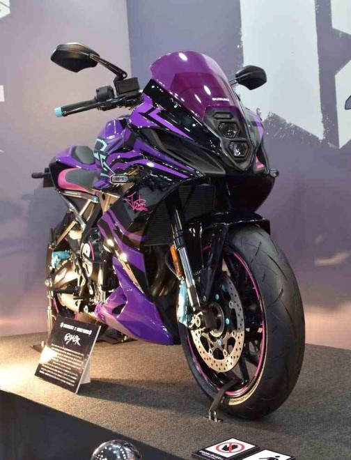 Suzuki’s “GSX-8R Tuned by JURI” motorcycle on display