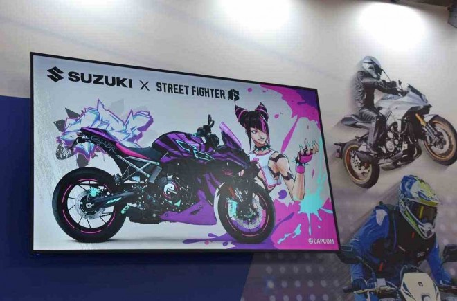Suzuki’s “GSX-8R Tuned by JURI” motorcycle on display