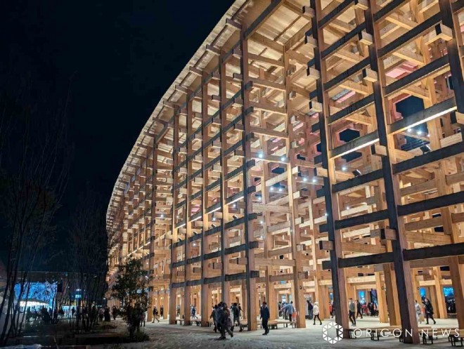 Scenes from the opening day of Expo 2025 Osaka-Kansai, held at Yumeshima in Osaka