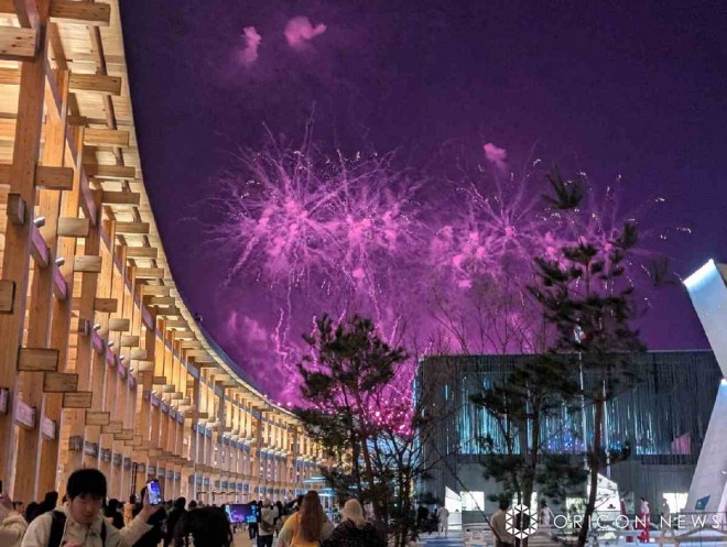 Scenes from the opening day of Expo 2025 Osaka-Kansai, held at Yumeshima in Osaka