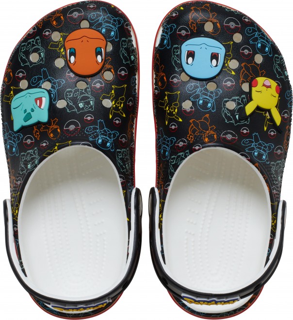 Colorful Pokémon x Crocs collaboration features Eevee-inspired platform clogs with faux fur strap