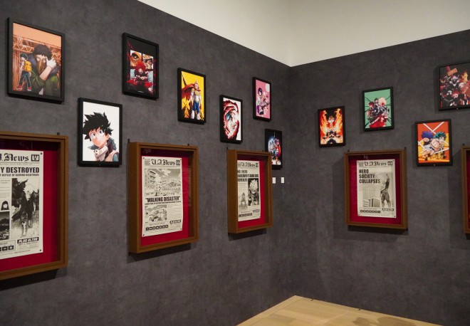 A powerful scene from the "My Hero Academia Original Art Exhibition" (Zone 4), capturing the final battle between heroes and villains. Featuring special illustrations by Kohei Horikoshi.