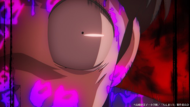 Scene cut from Ranma ½ Season 2 featuring newly introduced characters including Mousse, Cologne, and Happosai.