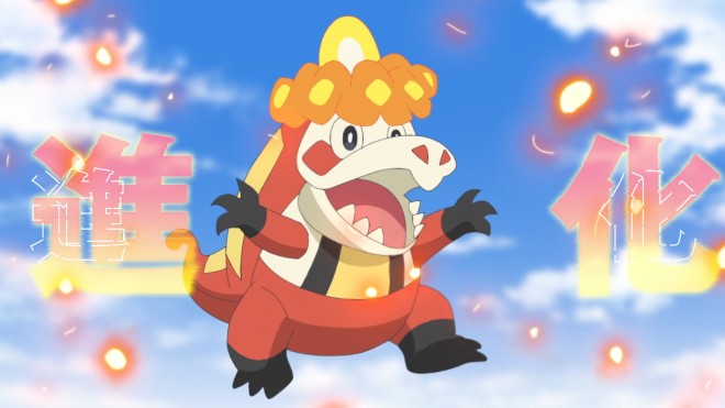 A commemorative illustration for Pokémon Horizons Episode 100, featuring young and grown-up versions of Liko and Roy aboard the Brave Asagi. Keywords: Pokémon Horizons, Episode 100, Liko, Roy.