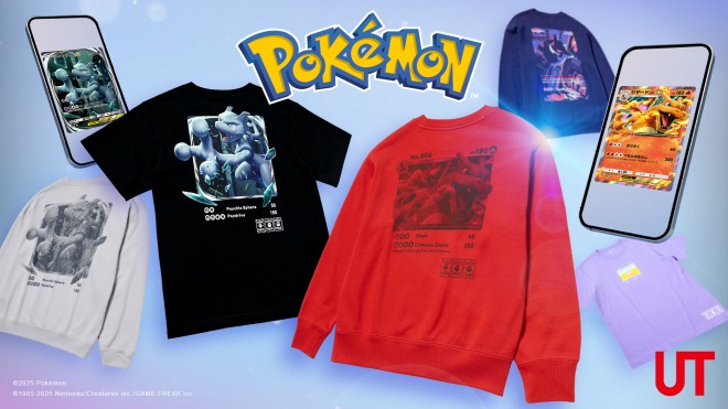UNIQLO UT Pokémon TCG and Poképoke collaboration items including T-shirts and sweatshirts.