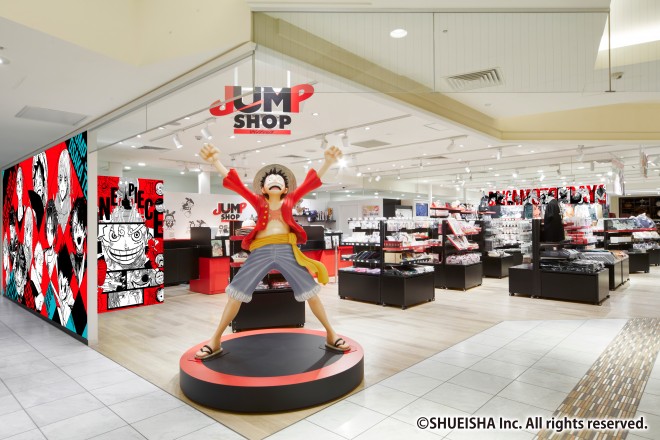 Interior of JUMP SHOP Osaka Tennoji Store featuring Janta design and exclusive character goods