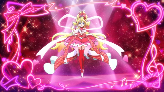Cure Idol unveils God Idol Style and Idol Heart Ribbon Style for the first W style change in Precure history.