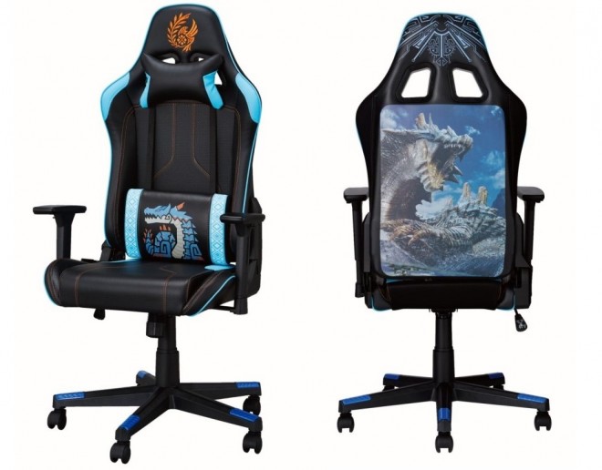 Nitori gaming chair collaboration inspired by Lagiacrus from Monster Hunter Wilds, pre-orders open September 17, 2025, on Nitori Net.