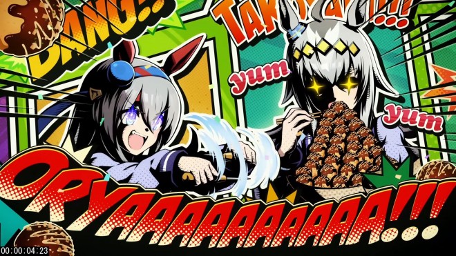 Official visual from the new Uma Musume: Pretty Derby “Shake The World!!” CM, featuring multiple Uma Musume characters in a colorful comic-style design.