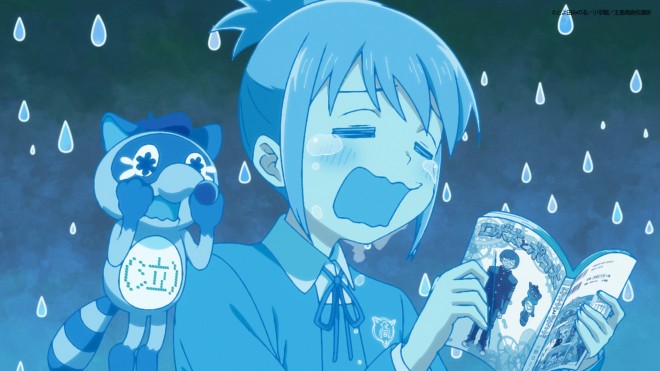 A scene from the Kore Kaite Shine (Draw This and Die) TV anime teaser PV, showing Ai and her friends creating manga at Oshima Minami High School.