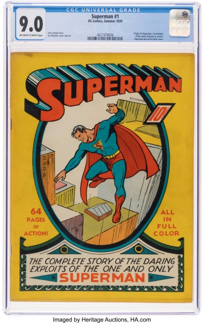 Sale Price: 9.12 million dollars The 1939 first issue of the Superman comic book