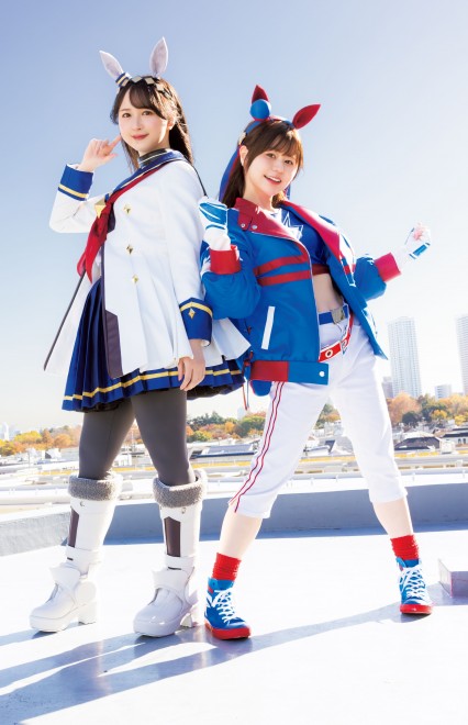 Tomoyo Takayanagi and Naomi Ozora featured in a gravure spread for Uma Musume Cinderella Gray
