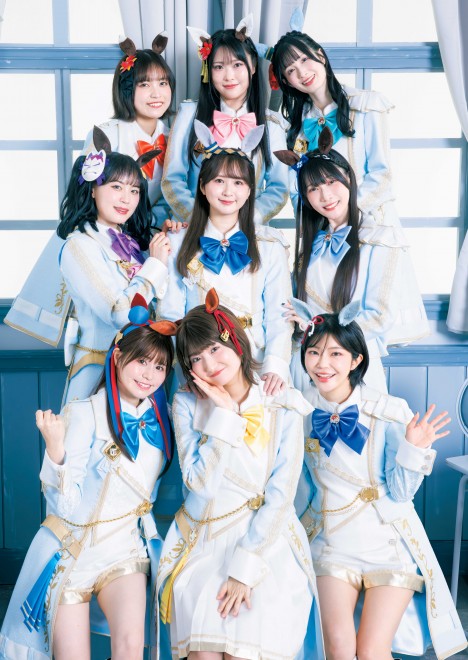 Nine main cast voice actors from the Uma Musume Cinderella Gray anime appearing in Weekly Young Jump