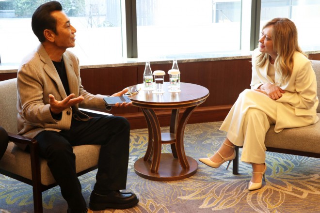 Italian Prime Minister Giorgia Meloni meets manga artist Tetsuo Hara