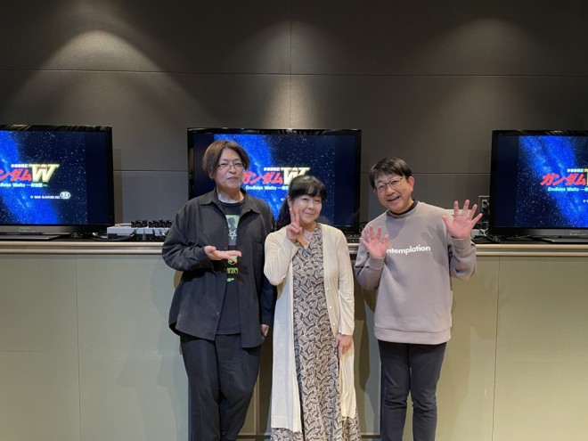 Recording photos from the new audio commentary for Gundam Wing