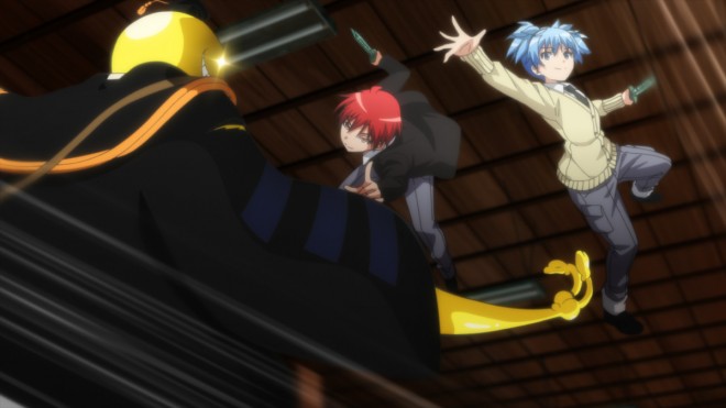 Scene cut from the anime film Assassination Classroom the Movie: Everybody’s Time