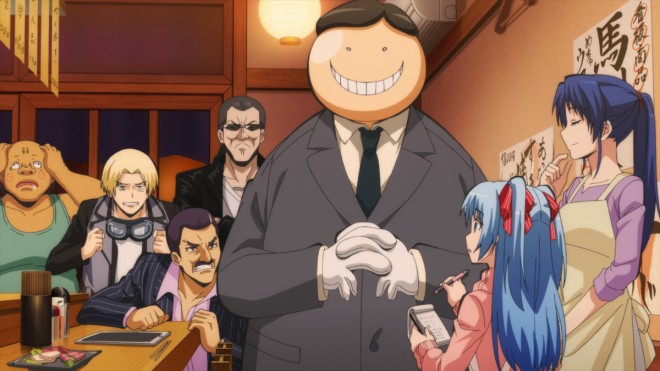 Scene cut from the anime film Assassination Classroom the Movie: Everybody’s Time
