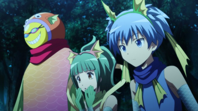 Scene cut from the anime film Assassination Classroom the Movie: Everybody’s Time