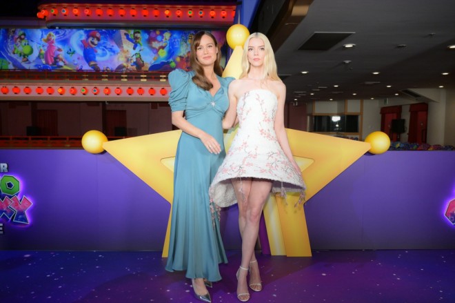 Brie Larson and Anya Taylor-Joy at The Super Mario Galaxy Movie world premiere in Kyoto’s Minamiza Theatre