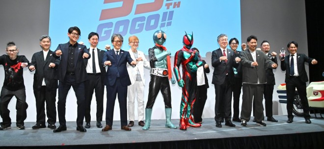 Scenes from the Kamen Rider 55th Anniversary Announcement Event
