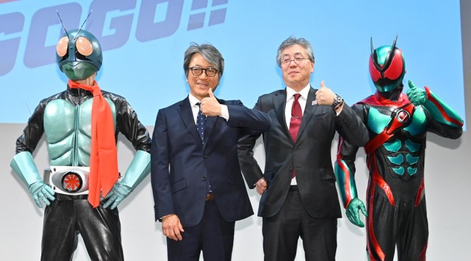 Scenes from the Kamen Rider 55th Anniversary Announcement Event