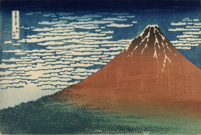 Katsushika Hokusai's Thirty-six Views of Mount Fuji: Fine Wind, Clear Morning, courtesy of The Sumida Hokusai Museum